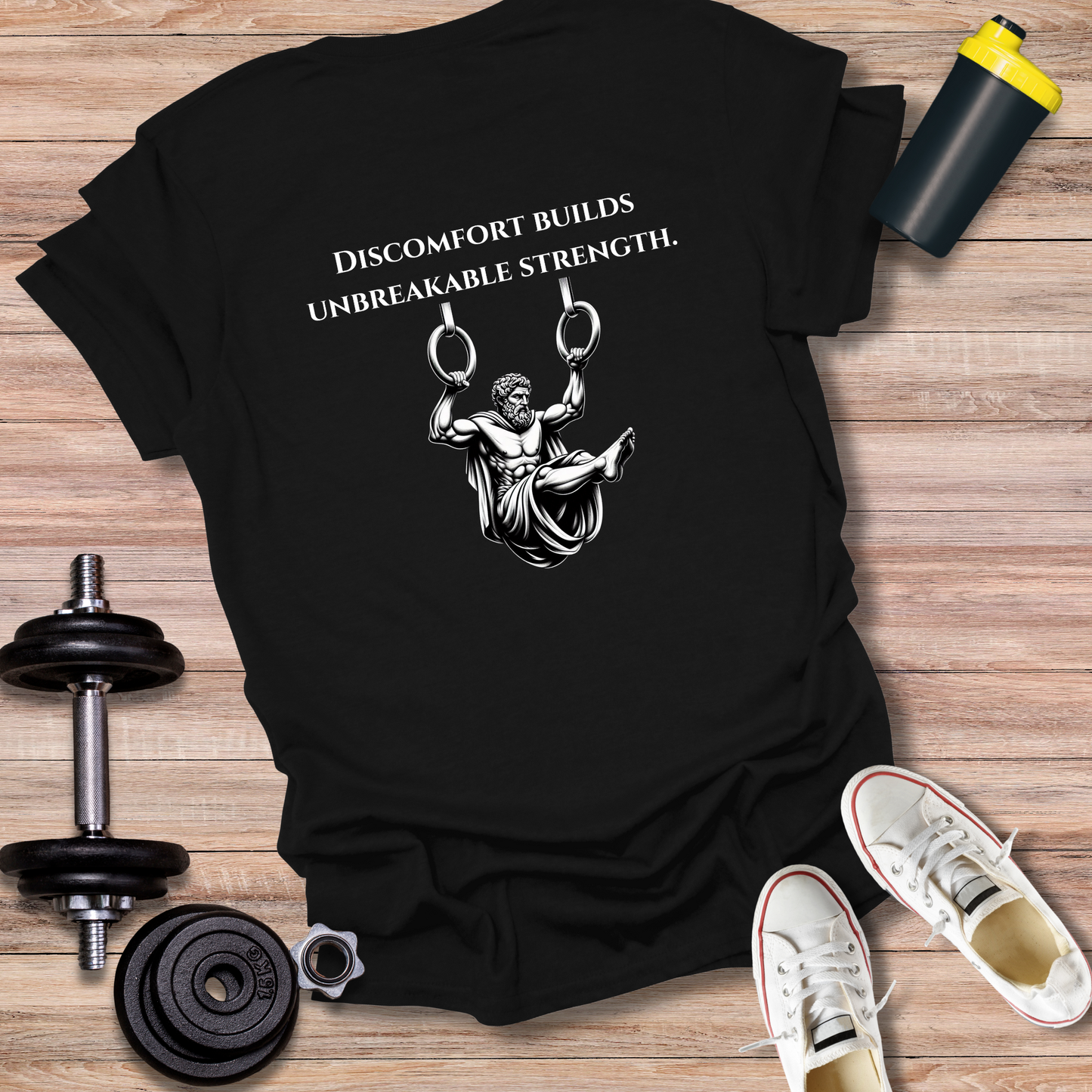 StoicLift Unisex Softstyle T-Shirt – "Discomfort builds unbreakable strength."