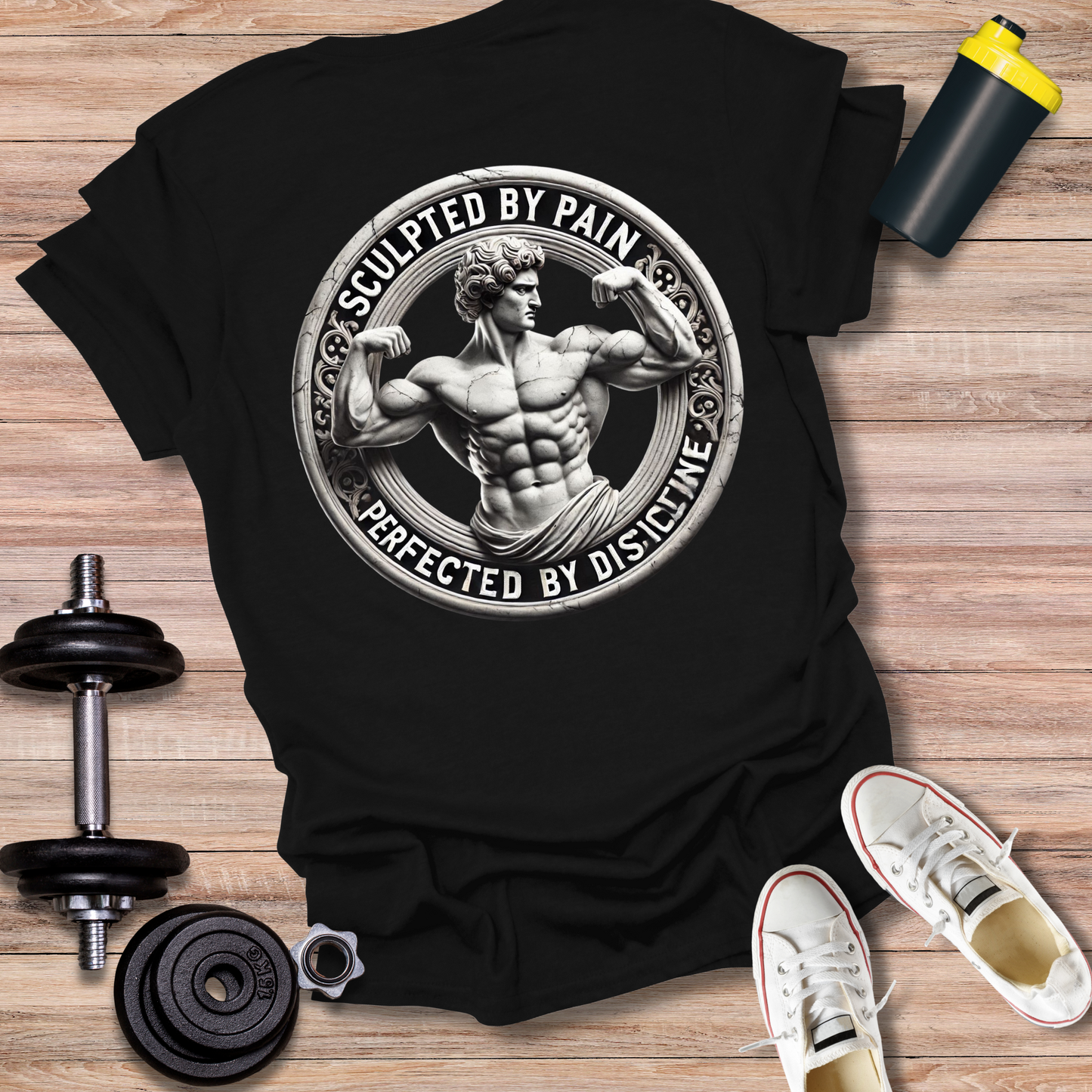 StoicLift Unisex Softstyle T-Shirt – "Sculpted by pain, perfected by discipline."