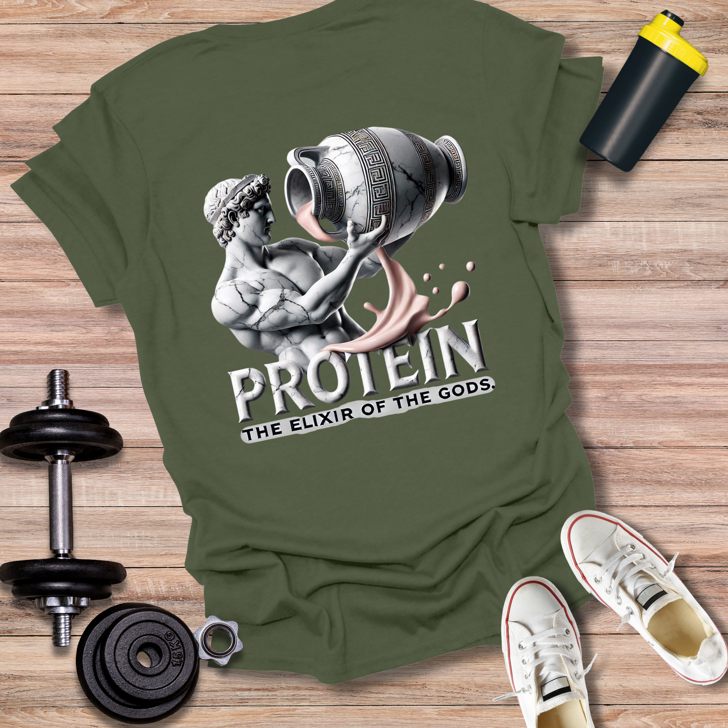 StoicLift Unisex Softstyle T-Shirt – "PROTEIN. THE ELIXIR OF THE GODS."
