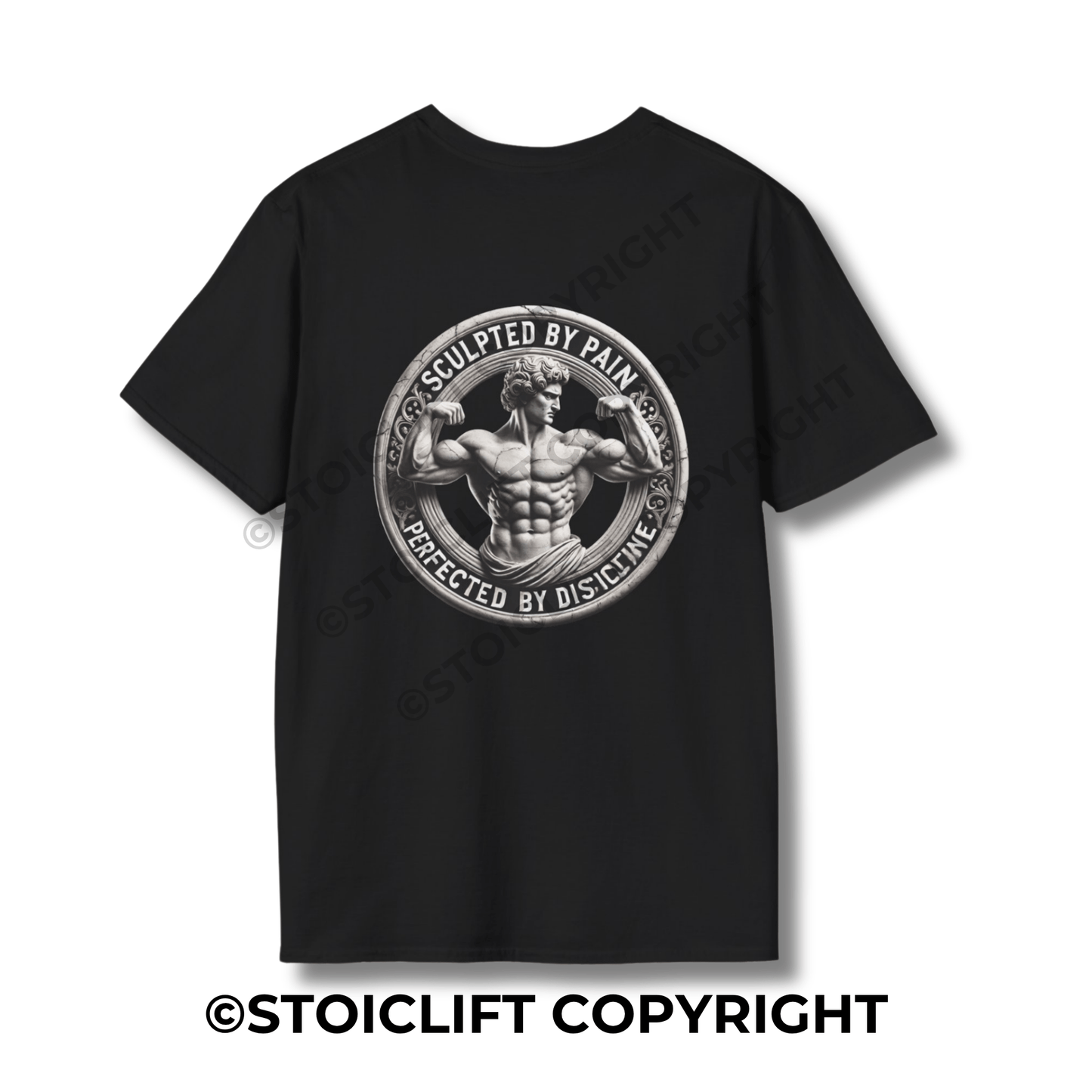 StoicLift Unisex Softstyle T-Shirt – "Sculpted by pain, perfected by discipline."