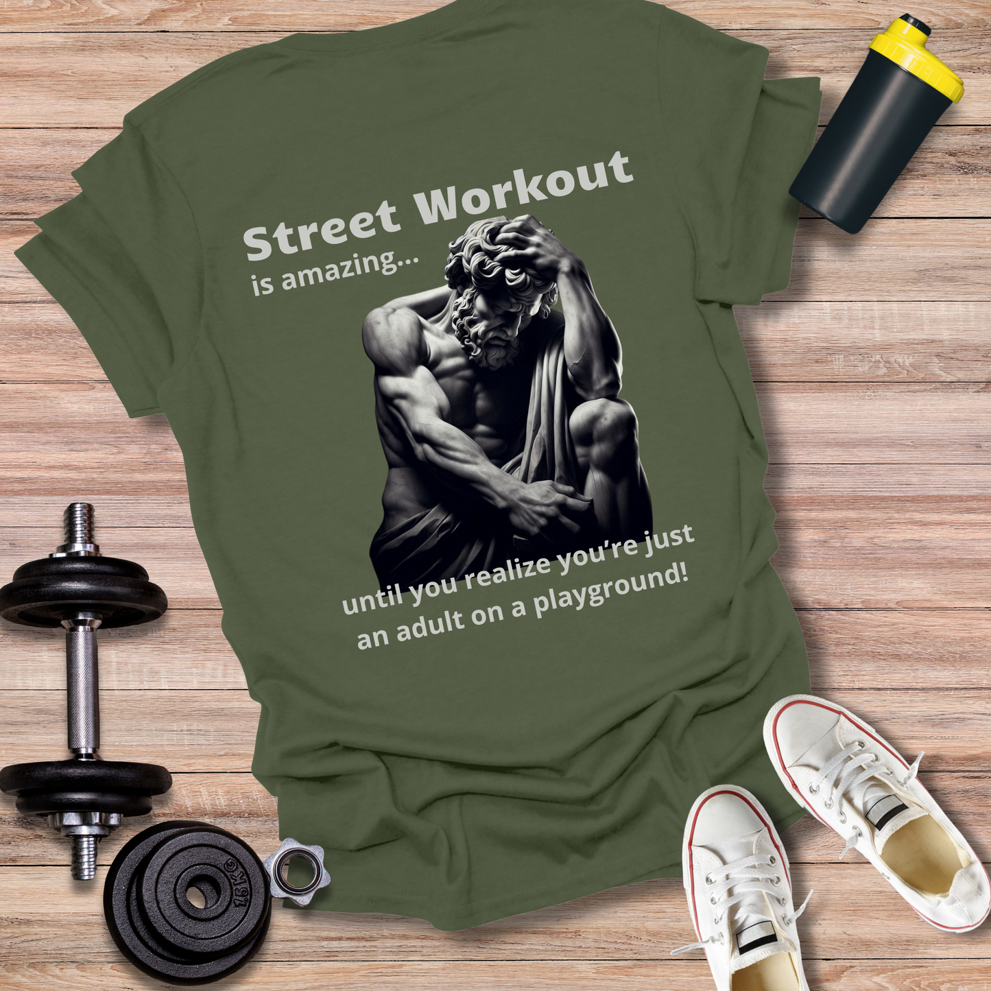 StoicLift Unisex Softstyle T-Shirt – "Street Workout is amazing... until you realize you’re just an adult on a playground!"
