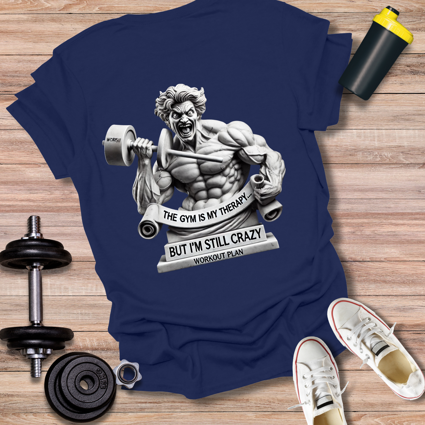 StoicLift Unisex Softstyle T-Shirt – "The gym is my therapy, but I'm still crazy. "