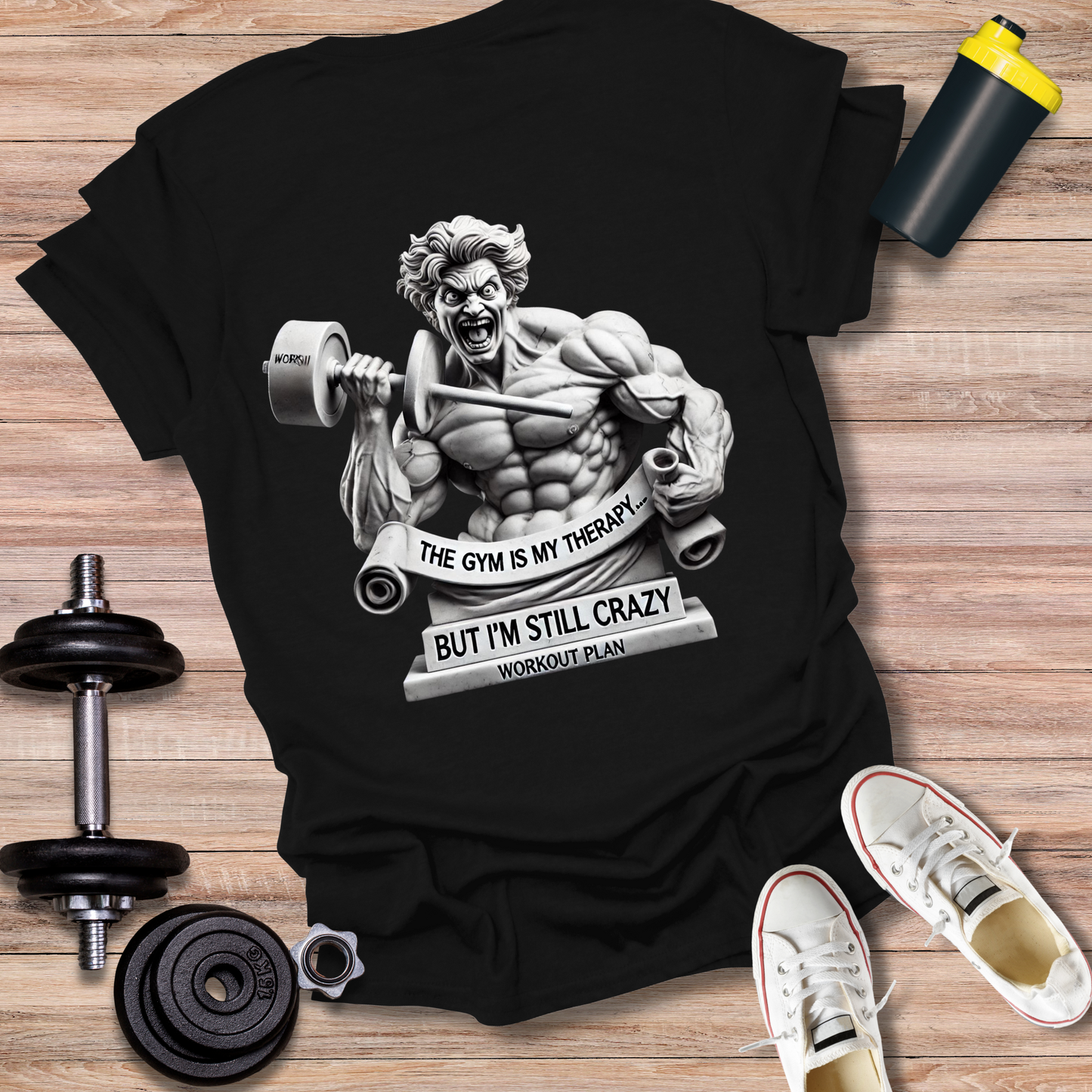StoicLift Unisex Softstyle T-Shirt – "The gym is my therapy, but I'm still crazy. "