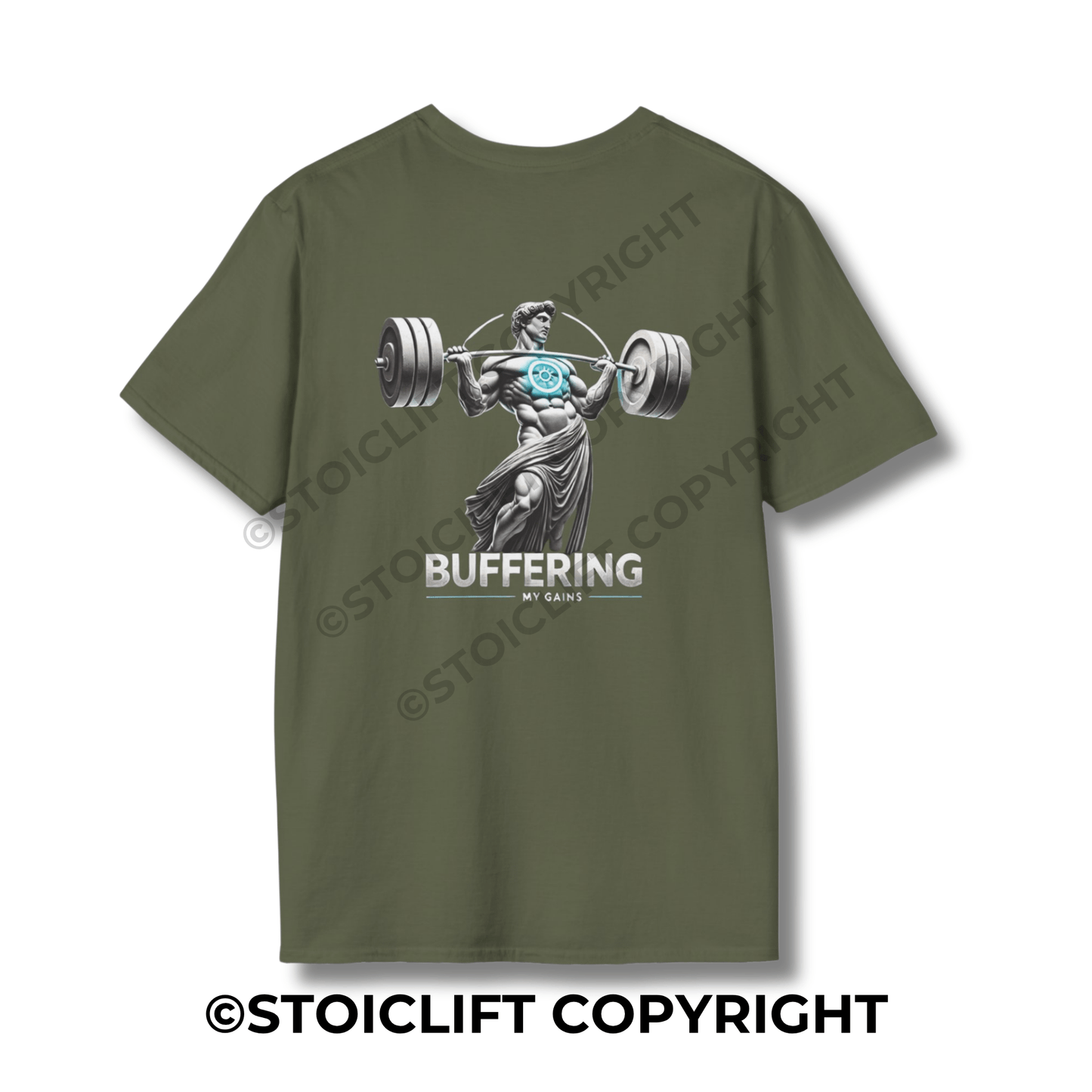 StoicLift Unisex Softstyle T-Shirt – "Buffering my gains."