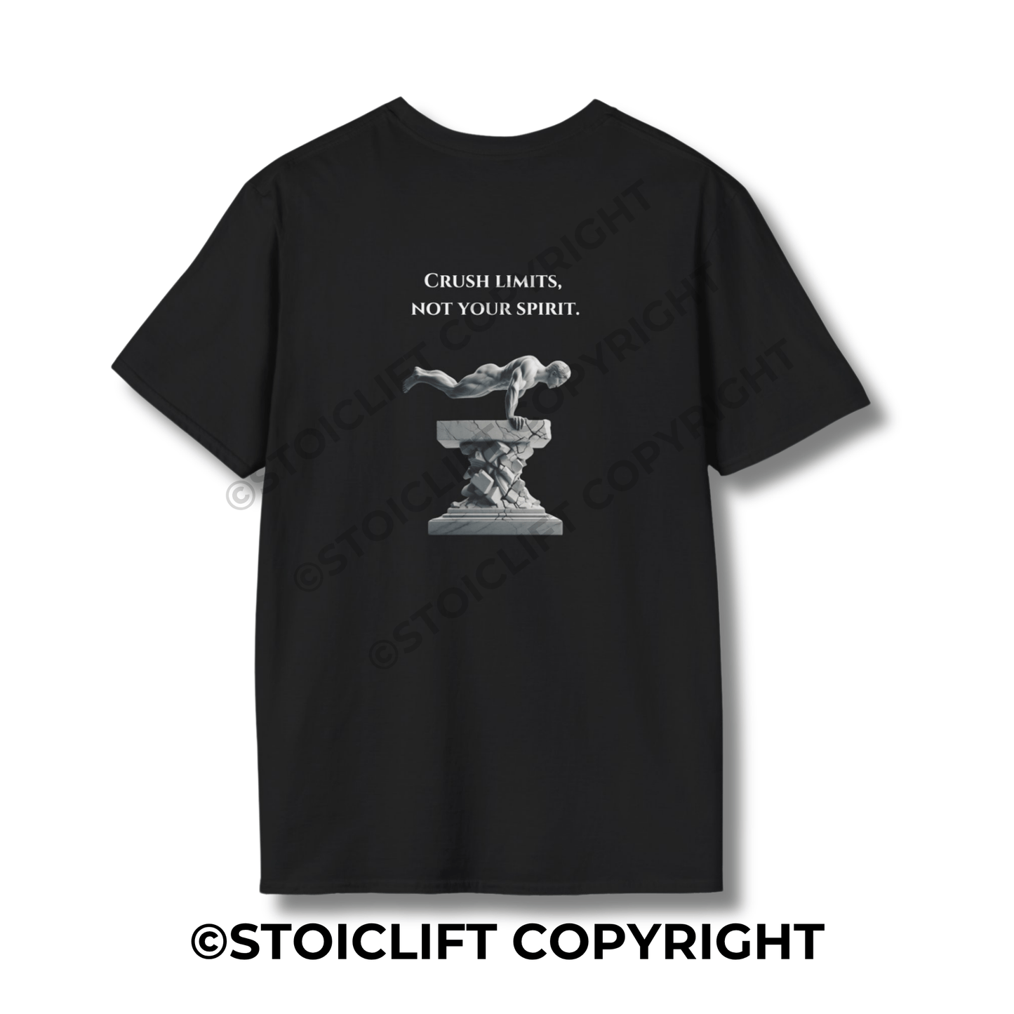 StoicLift Unisex Softstyle T-Shirt – "Crush limits, not your spirit."