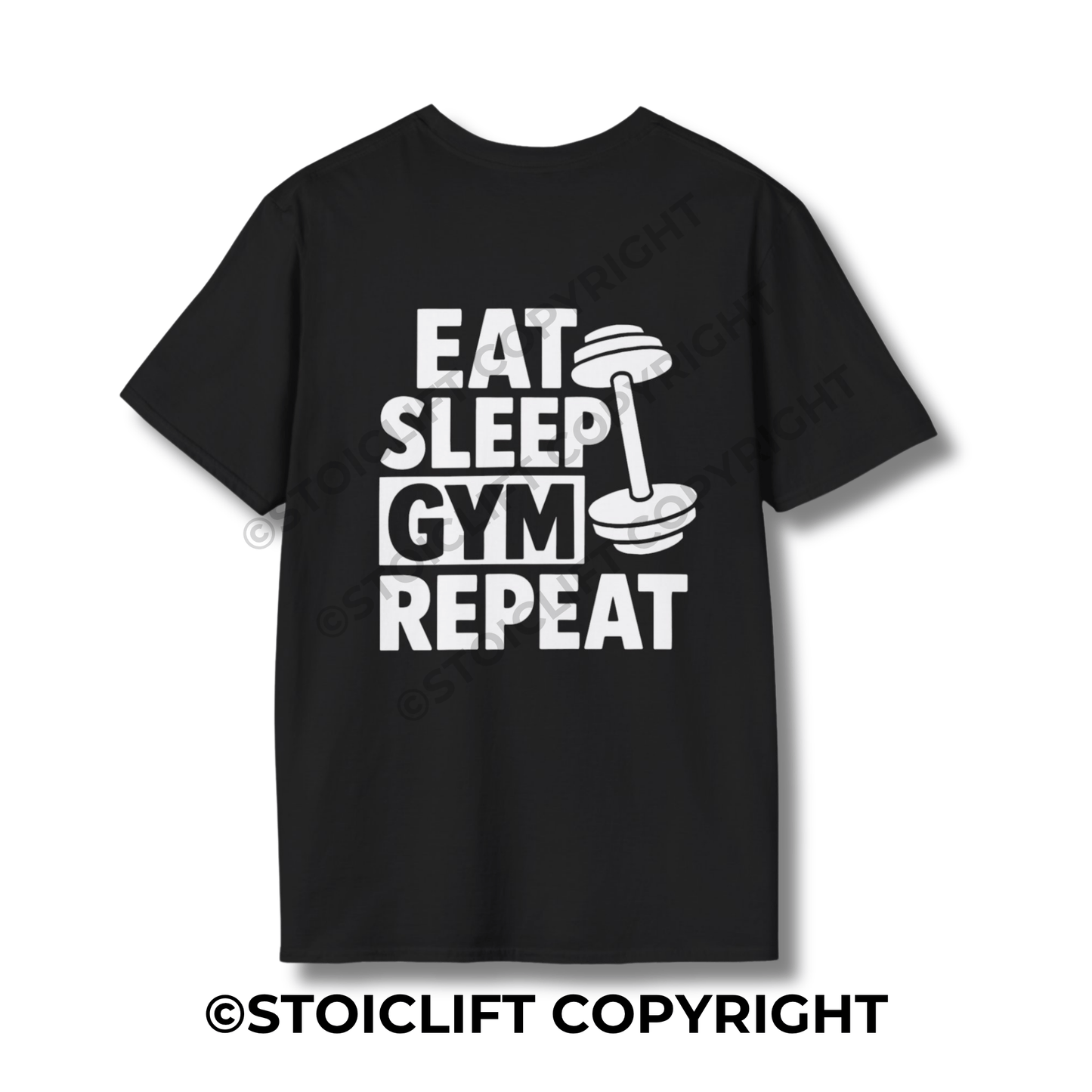StoicLift Unisex Softstyle T-Shirt – "Eat,Sleep,Gym,Repeat"