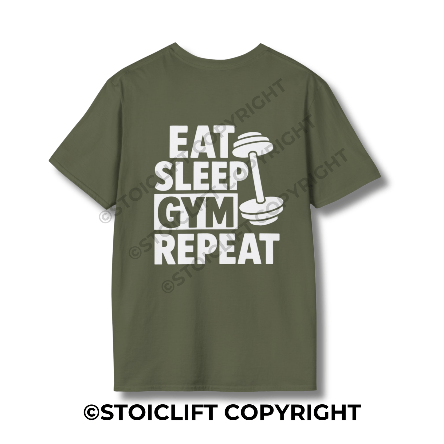 StoicLift Unisex Softstyle T-Shirt – "Eat,Sleep,Gym,Repeat"
