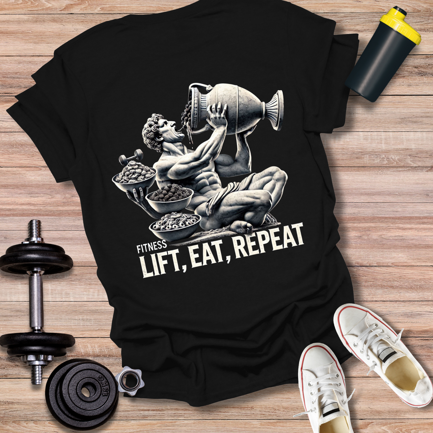 StoicLift Unisex Softstyle T-Shirt – "Lift, Eat, Repeat."
