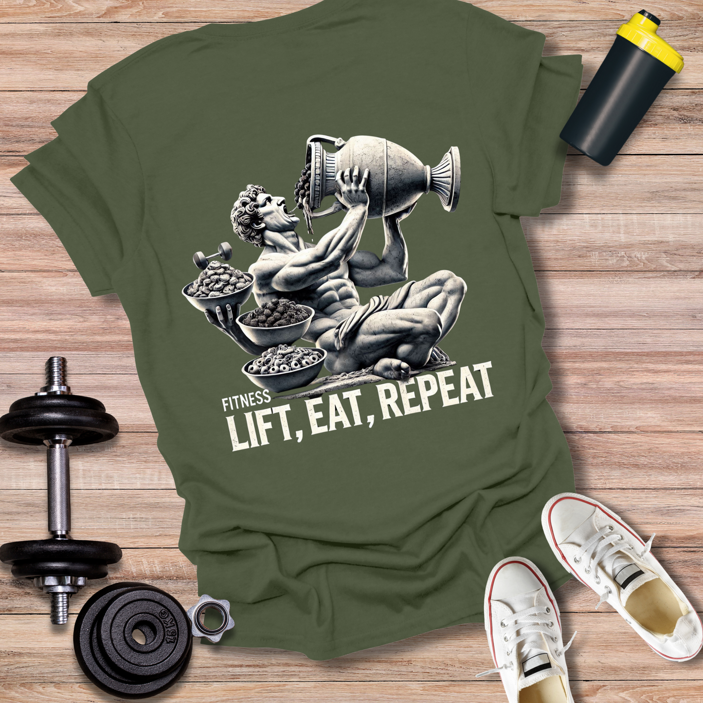 StoicLift Unisex Softstyle T-Shirt – "Lift, Eat, Repeat."