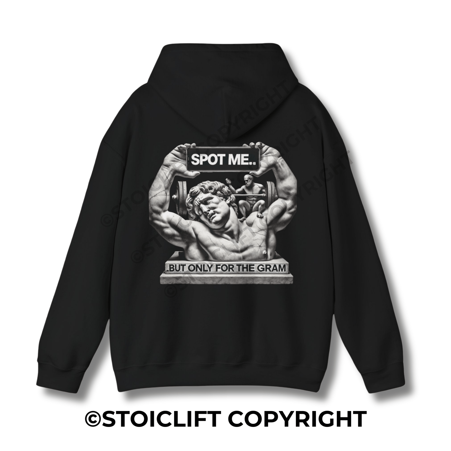 StoicLift Heavy Blend Hoodie - "SPOT ME... BUT ONLY FOR THE GRAM."