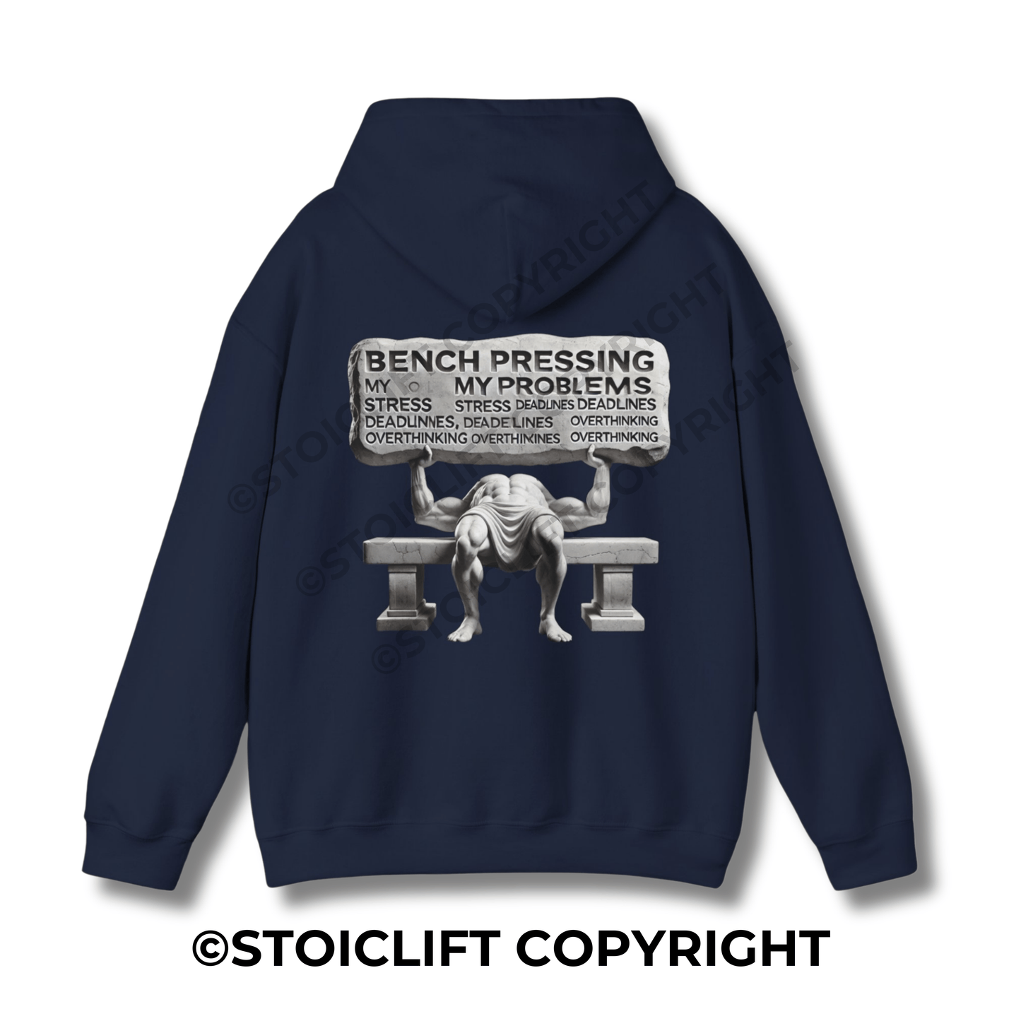 StoicLift Heavy Blend Hoodie - "Bench pressing my problems."