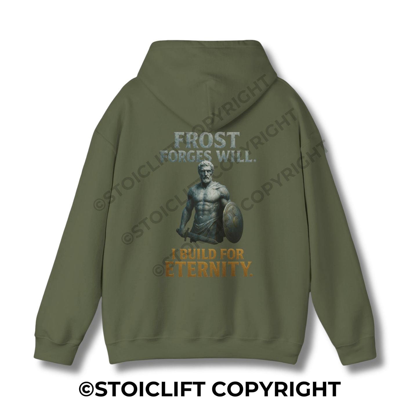 StoicLift Heavy Blend Hoodie - "Frost forges will. I build for eternity."