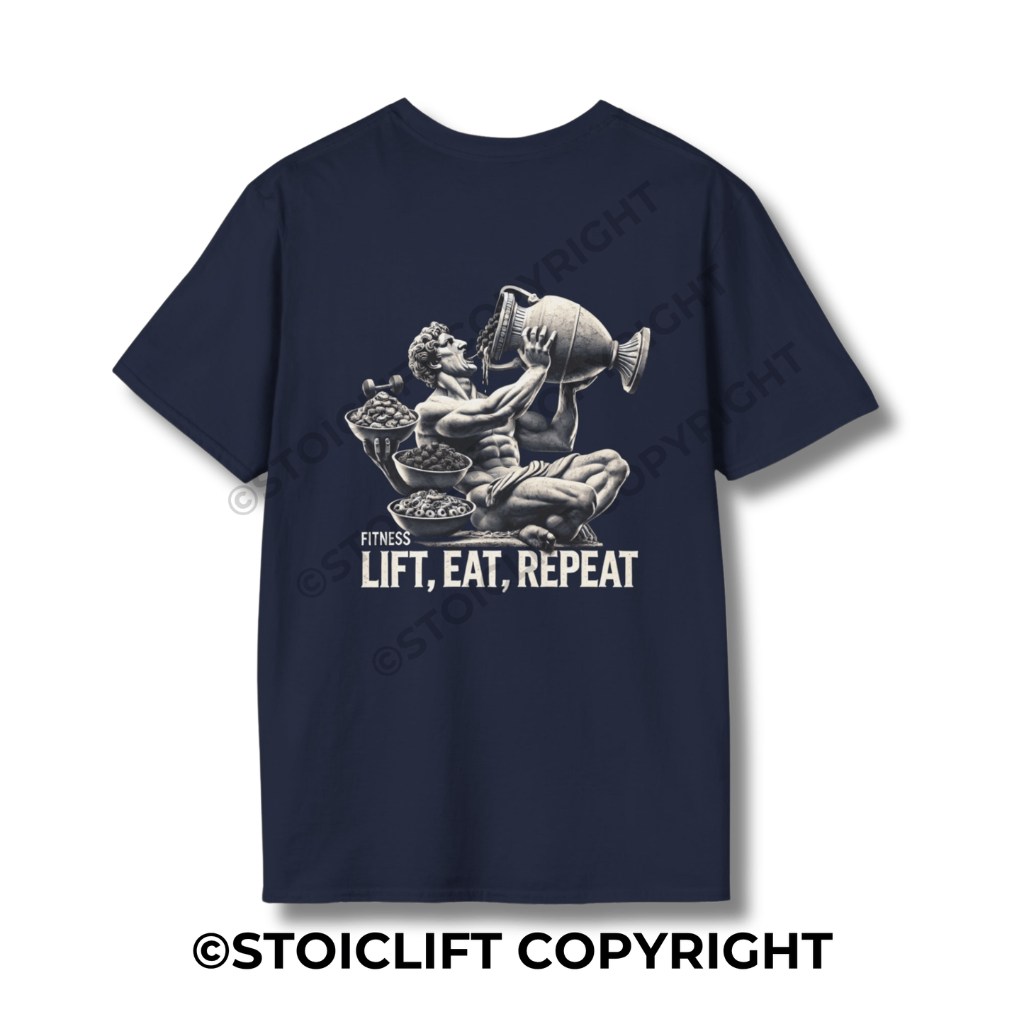 StoicLift Unisex Softstyle T-Shirt – "Lift, Eat, Repeat."