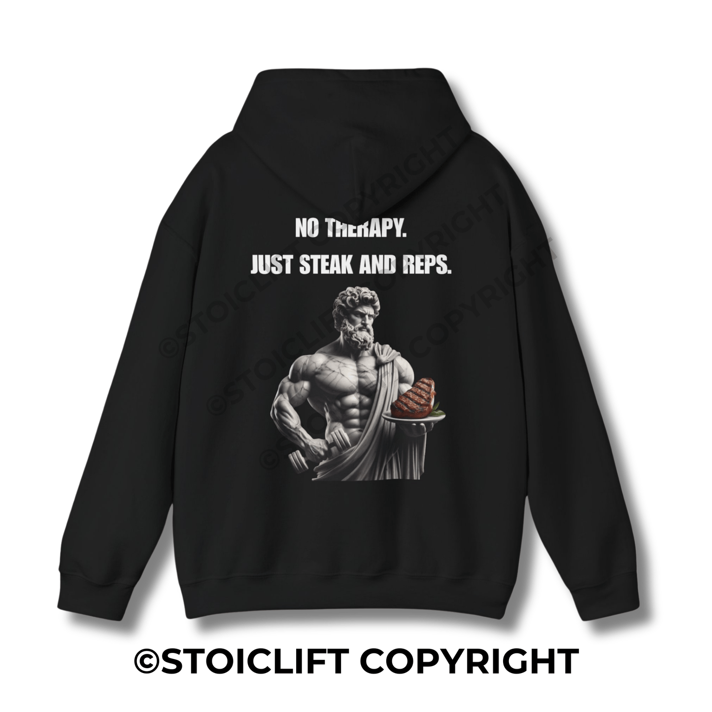 StoicLift Heavy Blend Hoodie - "No therapy. Just steak and reps."