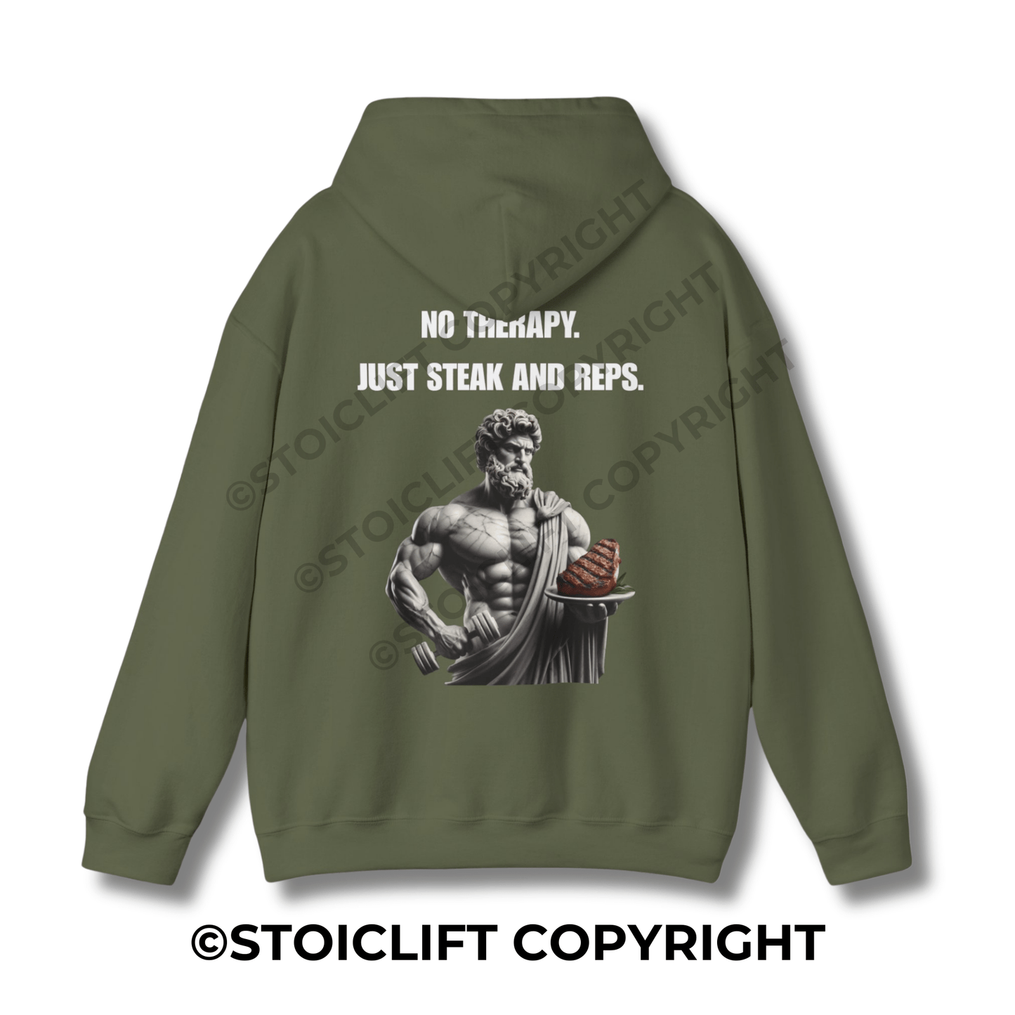 StoicLift Heavy Blend Hoodie - "No therapy. Just steak and reps."