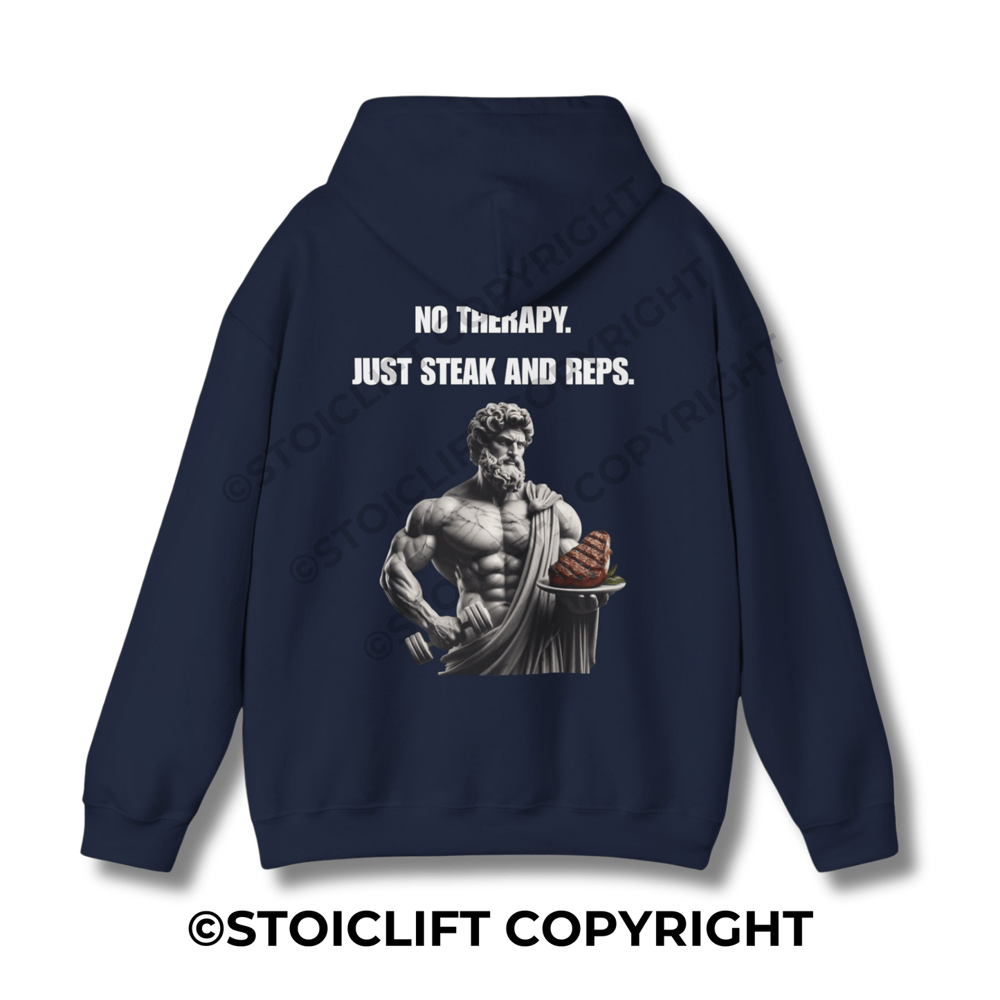 StoicLift Heavy Blend Hoodie - "No therapy. Just steak and reps."