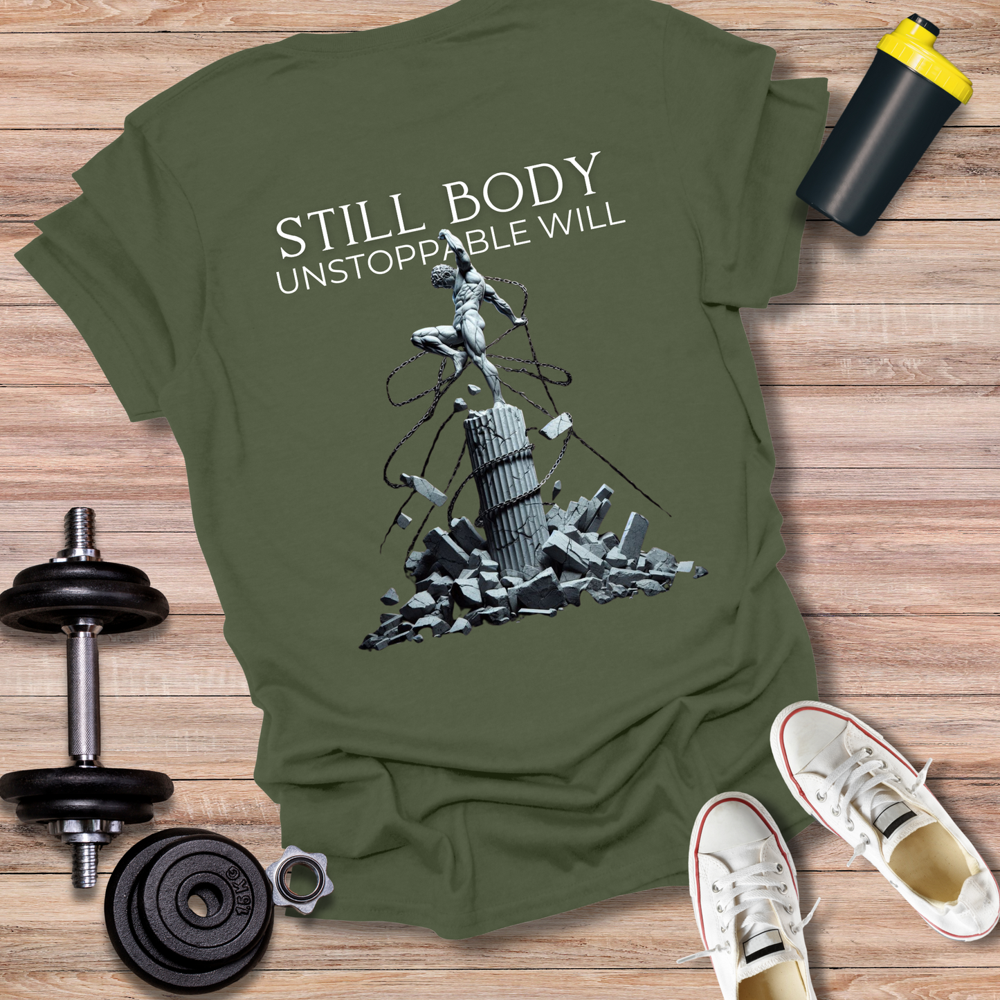 StoicLift Unisex Softstyle T-Shirt – "STILL BODY, UNSTOPPABLE WILL"