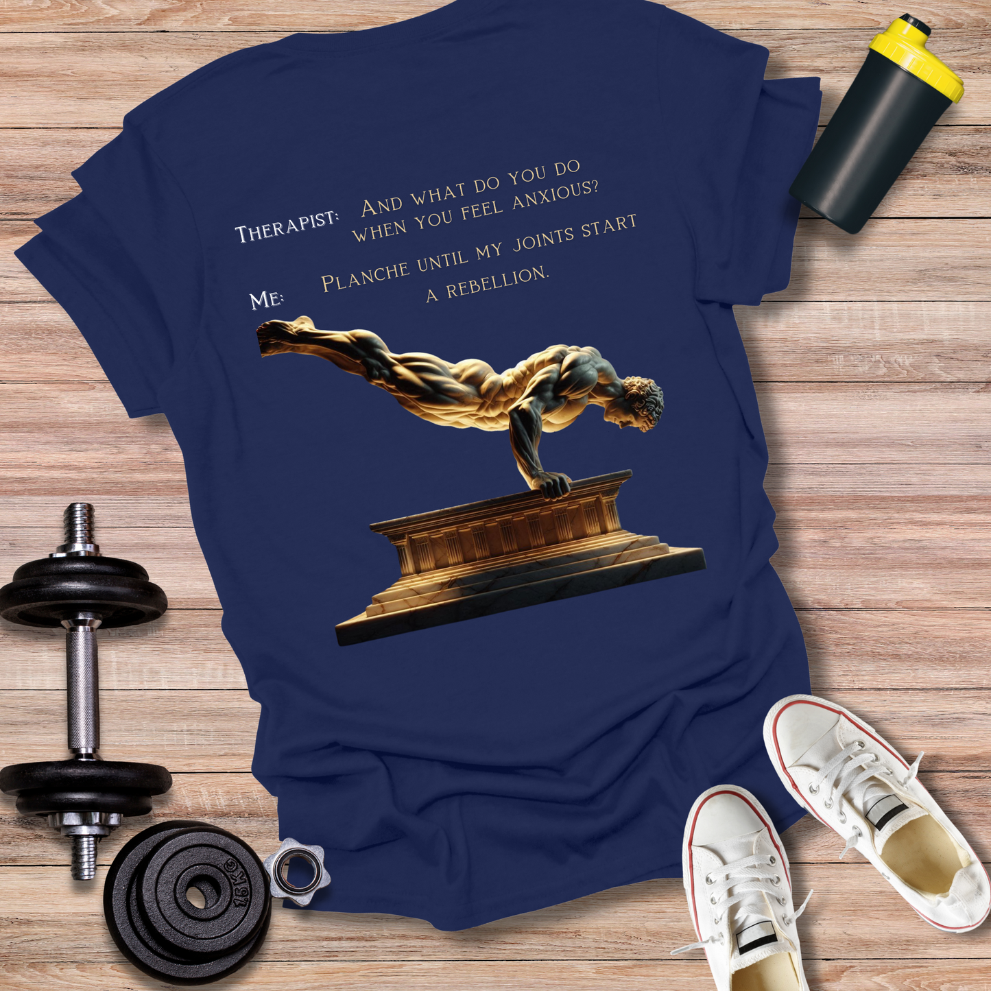 StoicLift Unisex Softstyle T-Shirt – "Therapist VS Me, Planche"