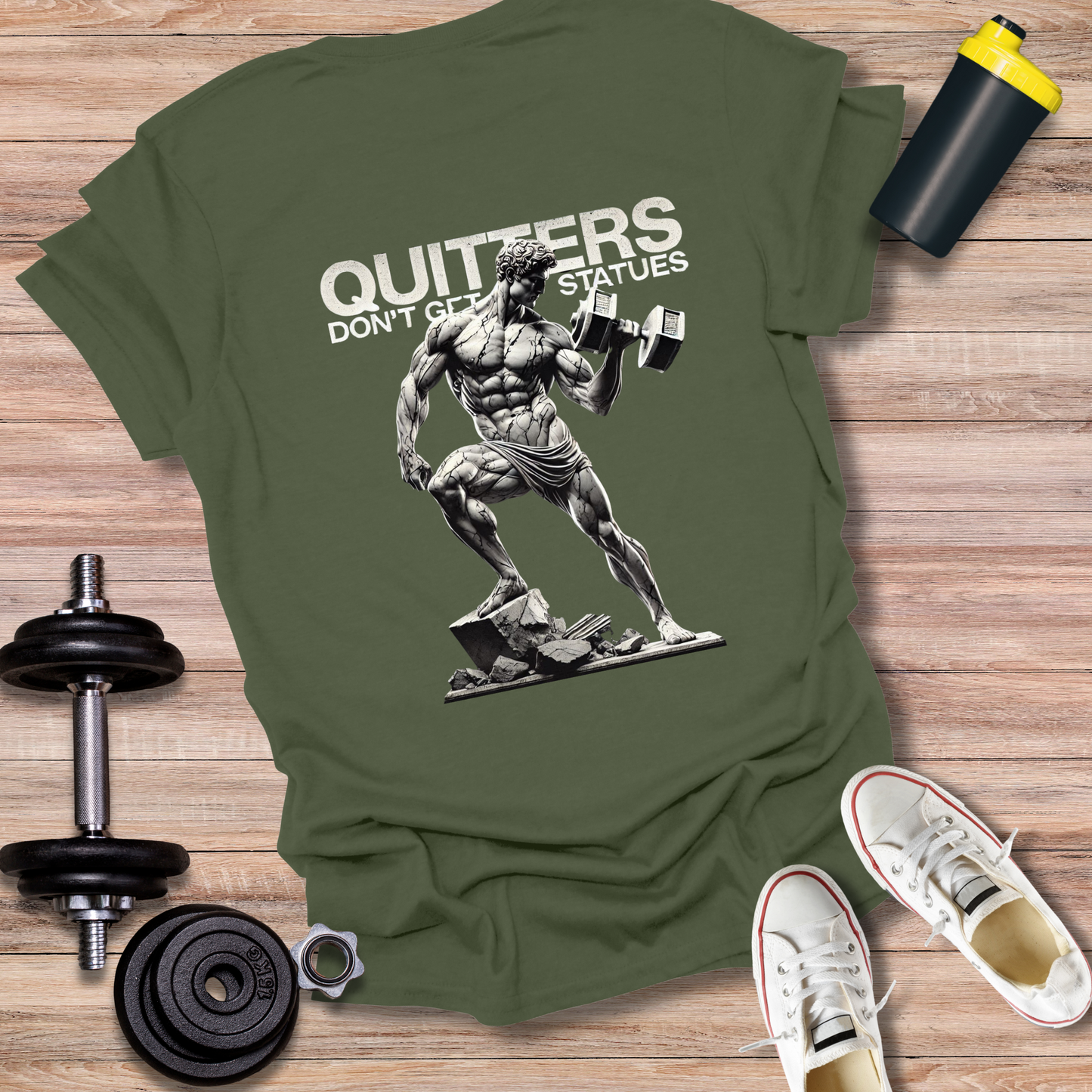 StoicLift Unisex Softstyle T-Shirt – "Quitters don't get statues."