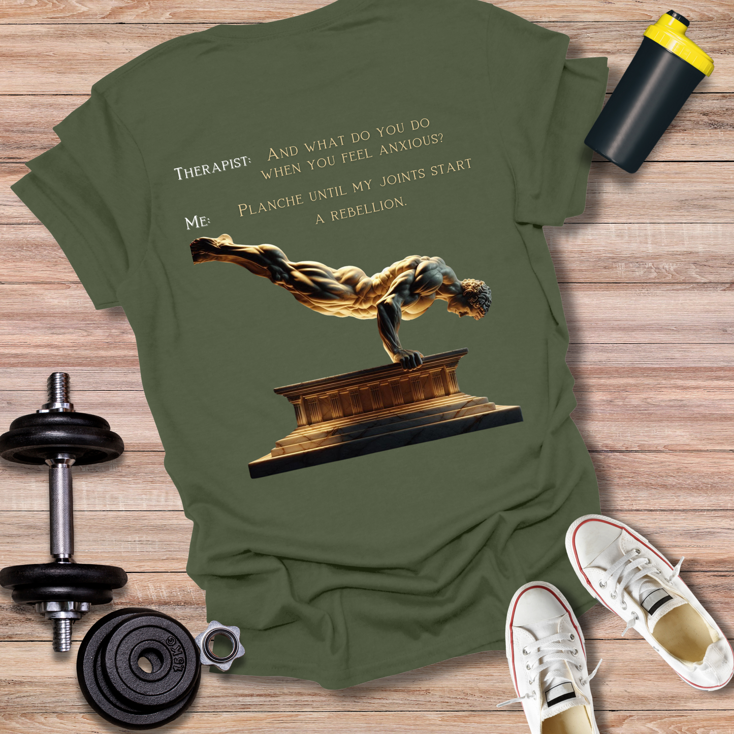 StoicLift Unisex Softstyle T-Shirt – "Therapist VS Me, Planche"