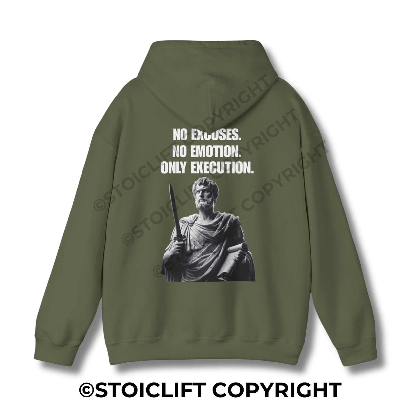 StoicLift Heavy Blend Hoodie - "NO EXCUSES. NO EMOTION. ONLY EXECUTION."