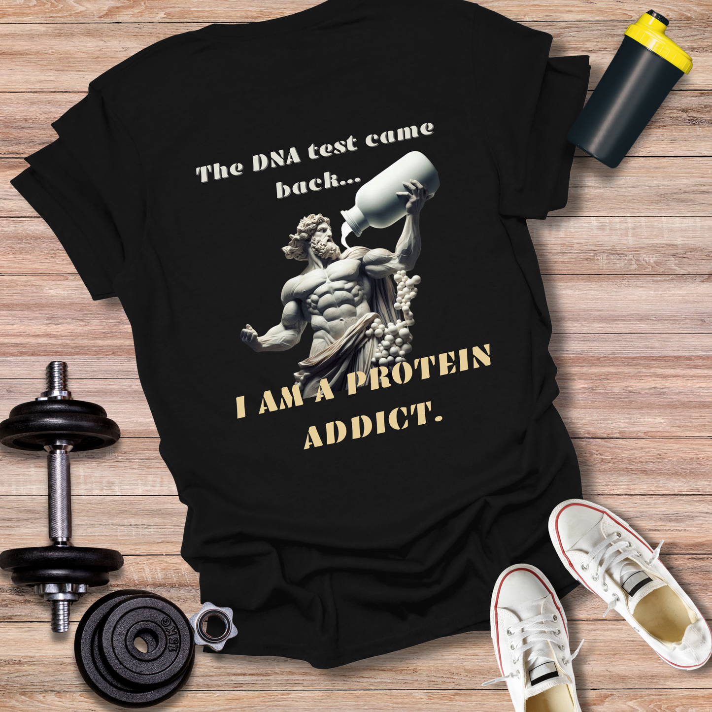 StoicLift Unisex Softstyle T-Shirt – "DNA test came back... I am a protein addict."