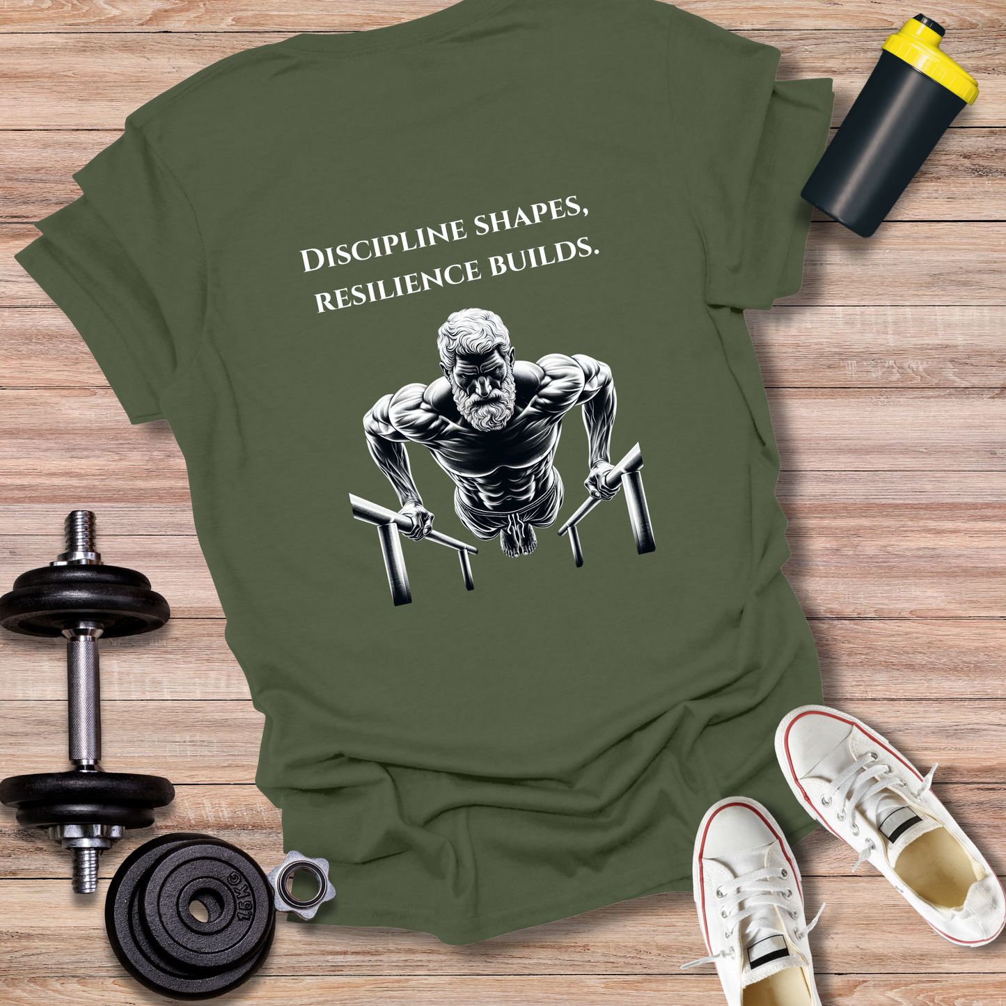 StoicLift Unisex Softstyle T-Shirt – "Discipline shapes, resilience builds."