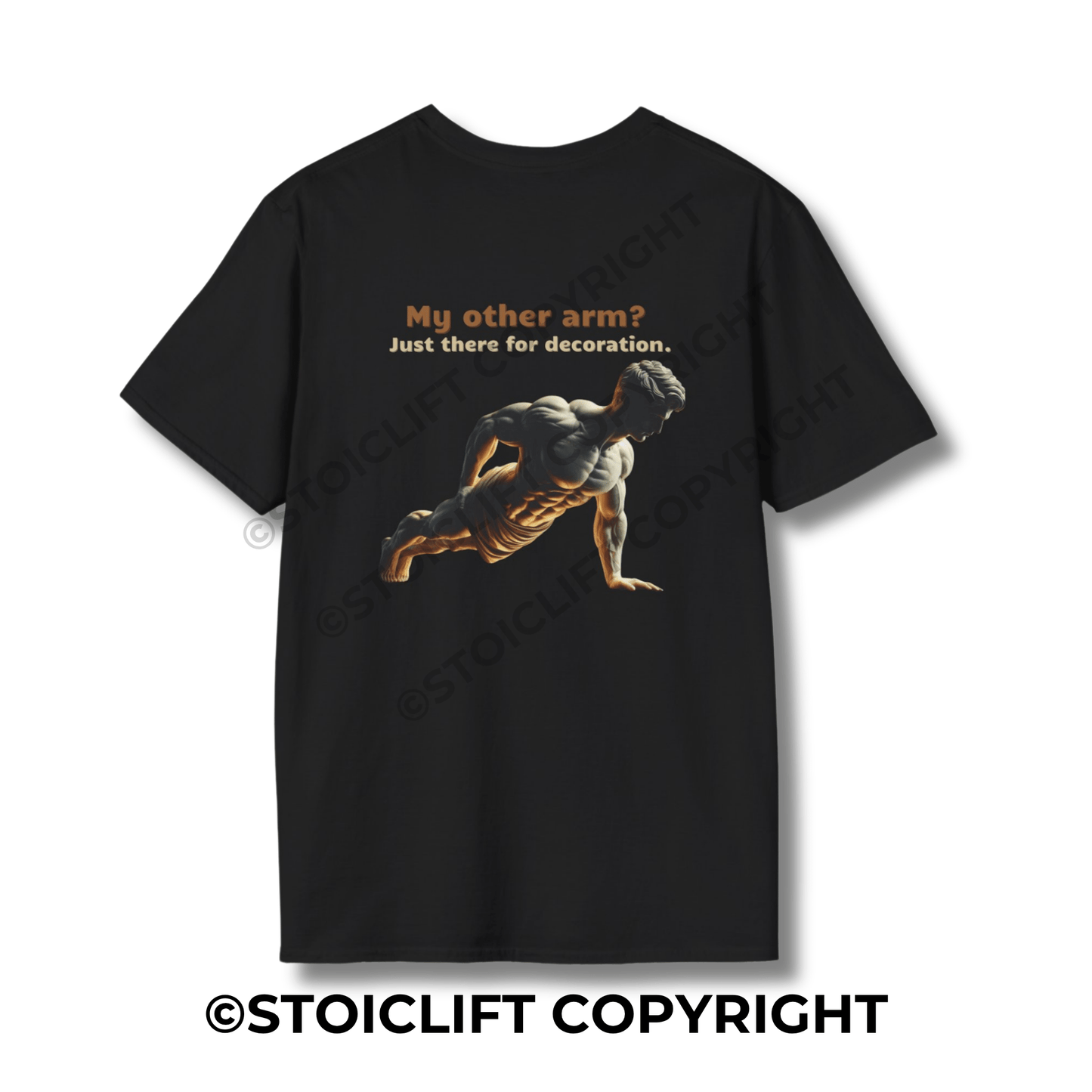 StoicLift Unisex Softstyle T-Shirt – "My other arm? Just there for decoration."
