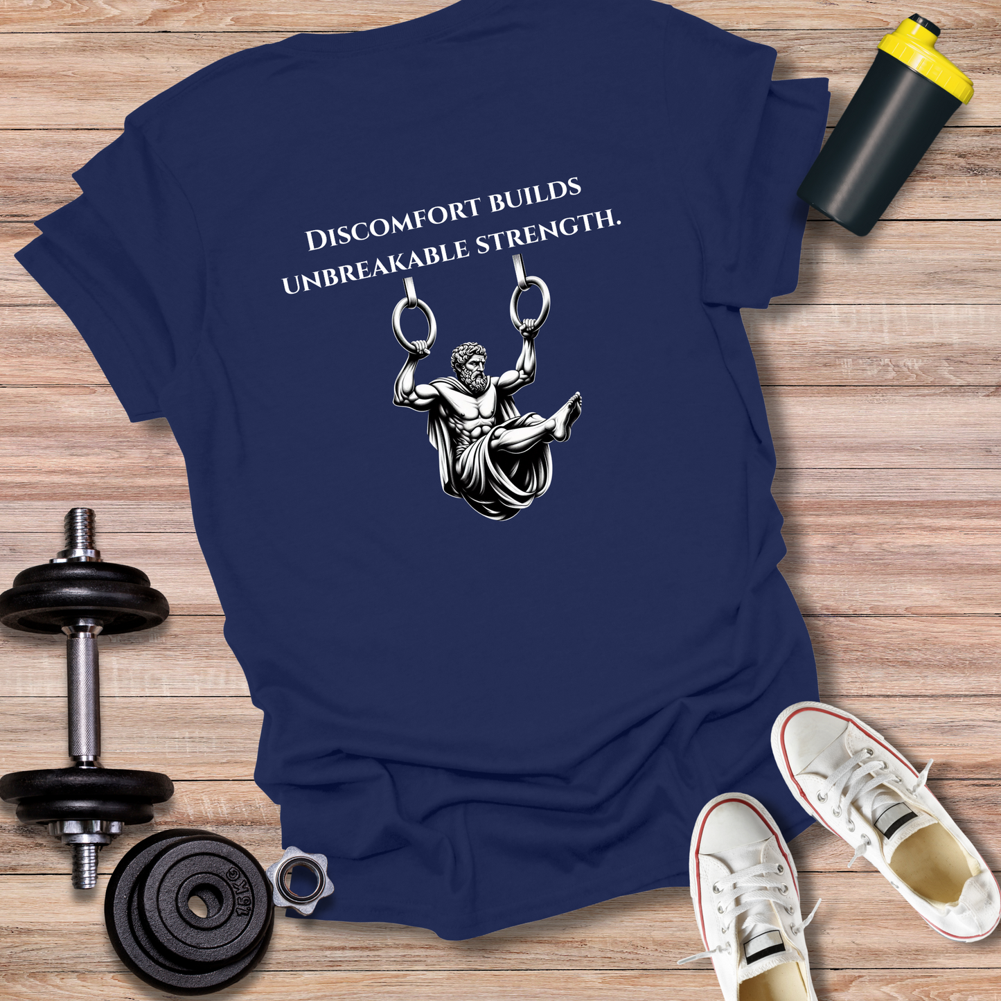 StoicLift Unisex Softstyle T-Shirt – "Discomfort builds unbreakable strength."