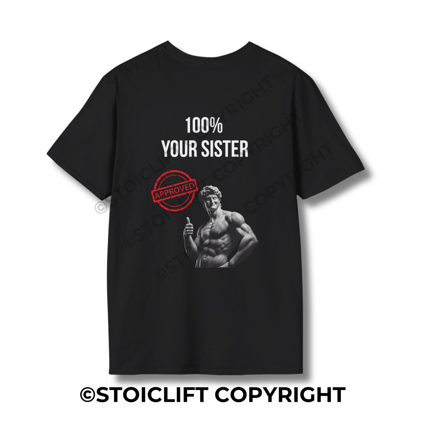 StoicLift Unisex Softstyle T-Shirt – "100% Your Sister Approved"