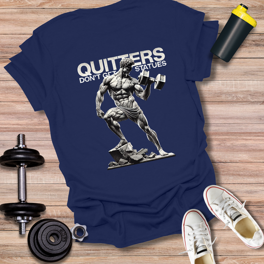 StoicLift Unisex Softstyle T-Shirt – "Quitters don't get statues."