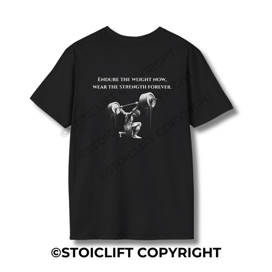StoicLift Unisex Softstyle T-Shirt – "Endure the weight now, wear the strength forever."