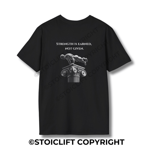 StoicLift Unisex Softstyle T-Shirt – "Strength is earned, not given."