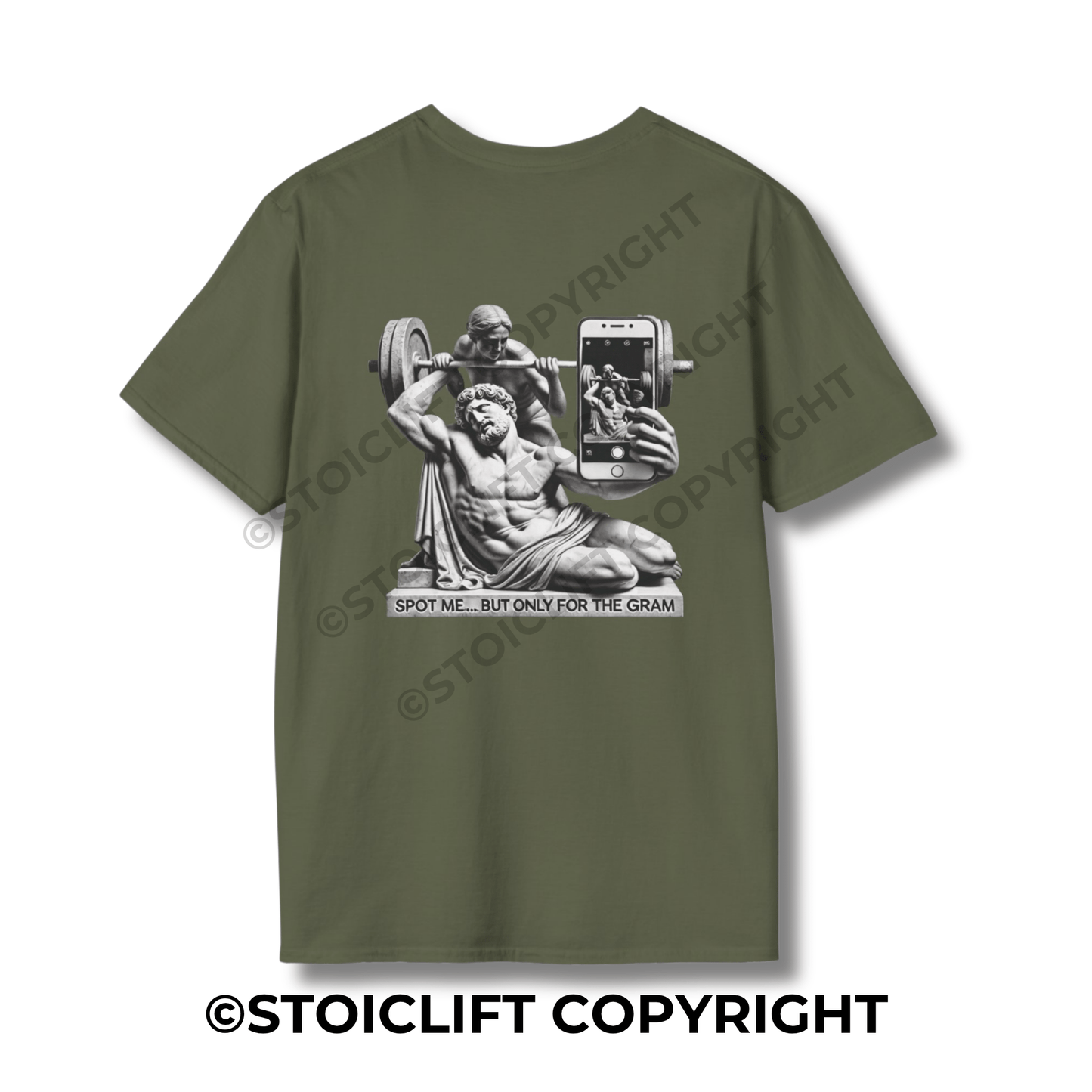 StoicLift Unisex Softstyle T-Shirt – "Spot me... but only for the gram."
