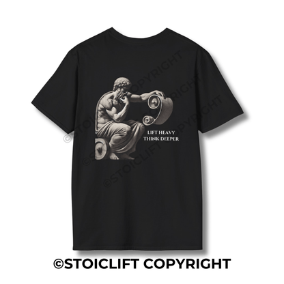 StoicLift Unisex Softstyle T-Shirt – "Lift heavy, think deeper."