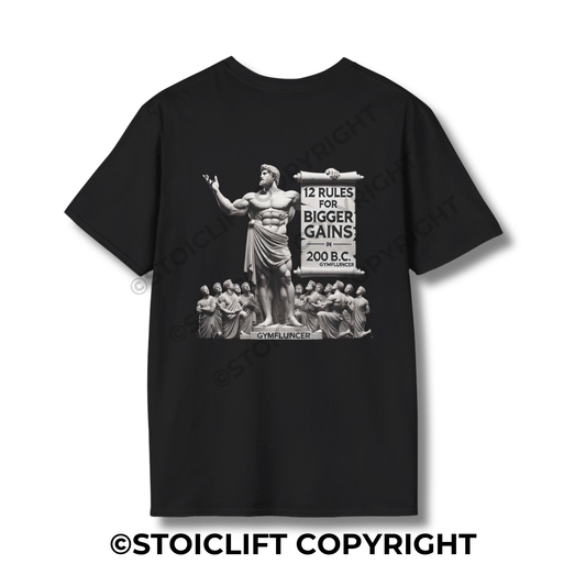 StoicLift Unisex Softstyle T-Shirt – "12 rules for bigger gains."