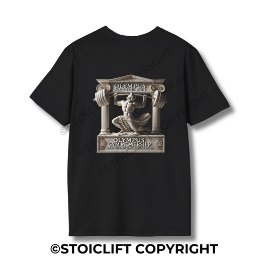StoicLift Unisex Softstyle T-Shirt – "Olympus Gym Membership."