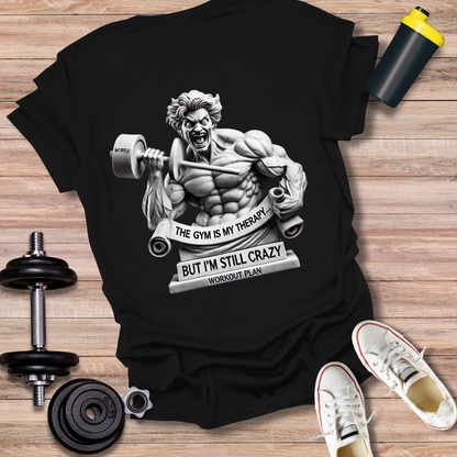 StoicLift Unisex Softstyle T-Shirt – "The gym is my therapy, but I'm still crazy. "