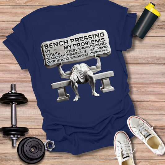 StoicLift Unisex Softstyle T-Shirt – "Bench pressing my problems."