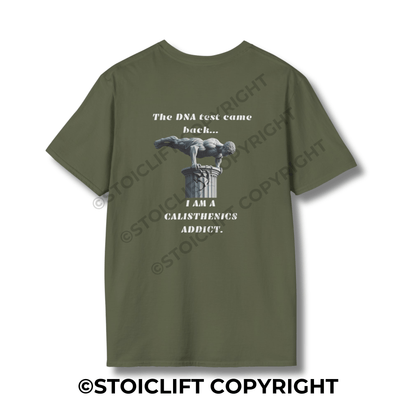 StoicLift Unisex Softstyle T-Shirt – "DNA test came back... I am a calisthenics addict."