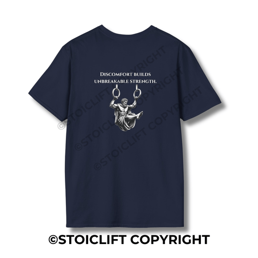 StoicLift Unisex Softstyle T-Shirt – "Discomfort builds unbreakable strength."