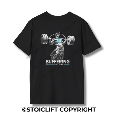 StoicLift Unisex Softstyle T-Shirt – "Buffering my gains."