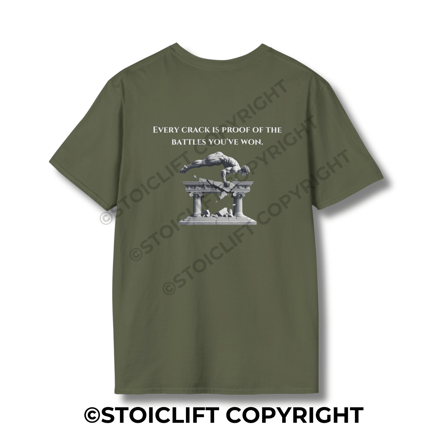 StoicLift Unisex Softstyle T-Shirt – "Every crack is proof of the battles you've won."