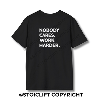 StoicLift Unisex Softstyle T-Shirt – "Nobody cares. Work harder."