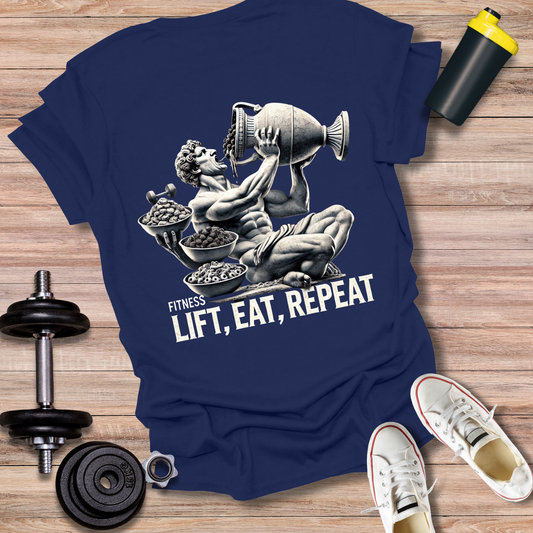 StoicLift Unisex Softstyle T-Shirt – "Lift, Eat, Repeat."