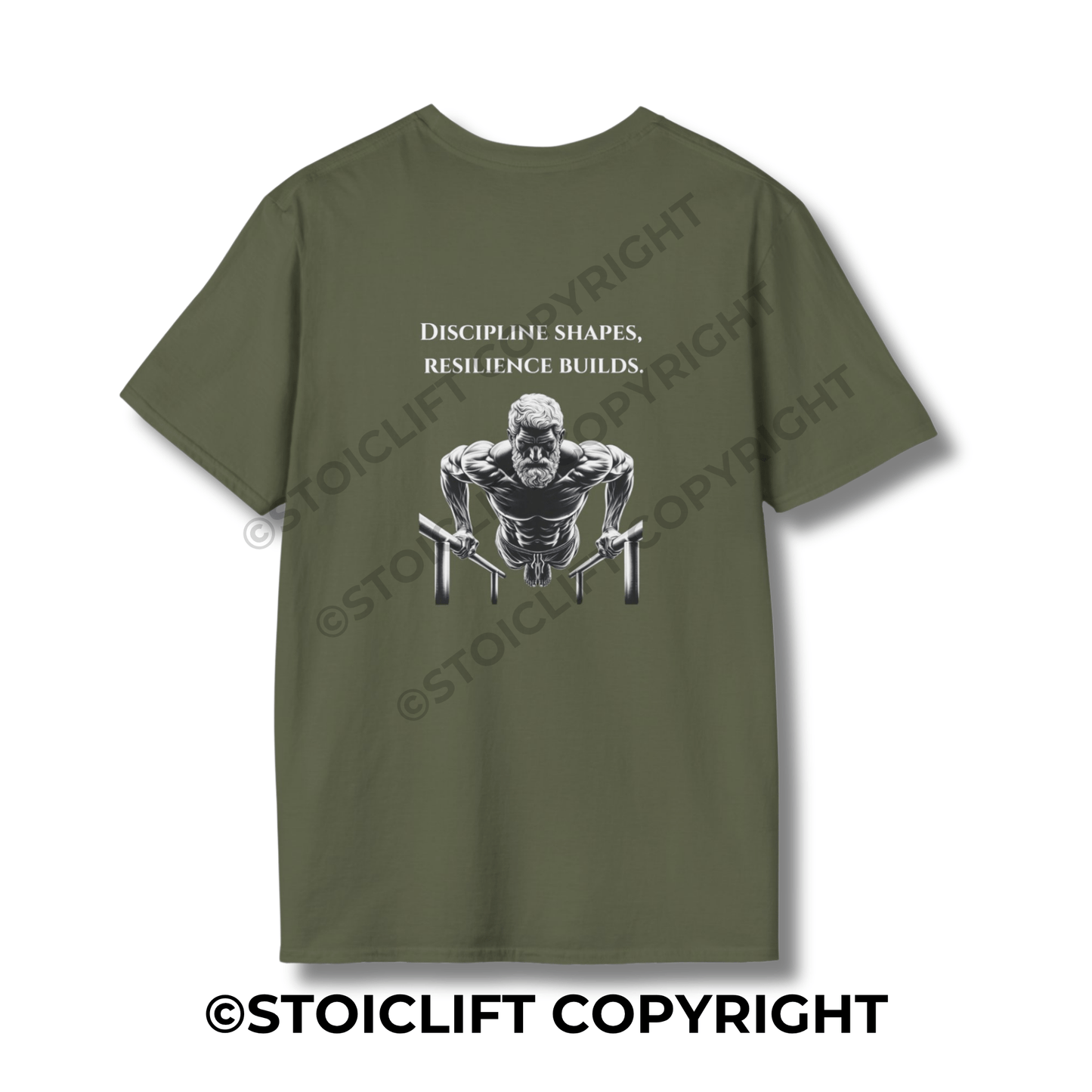 StoicLift Unisex Softstyle T-Shirt – "Discipline shapes, resilience builds."