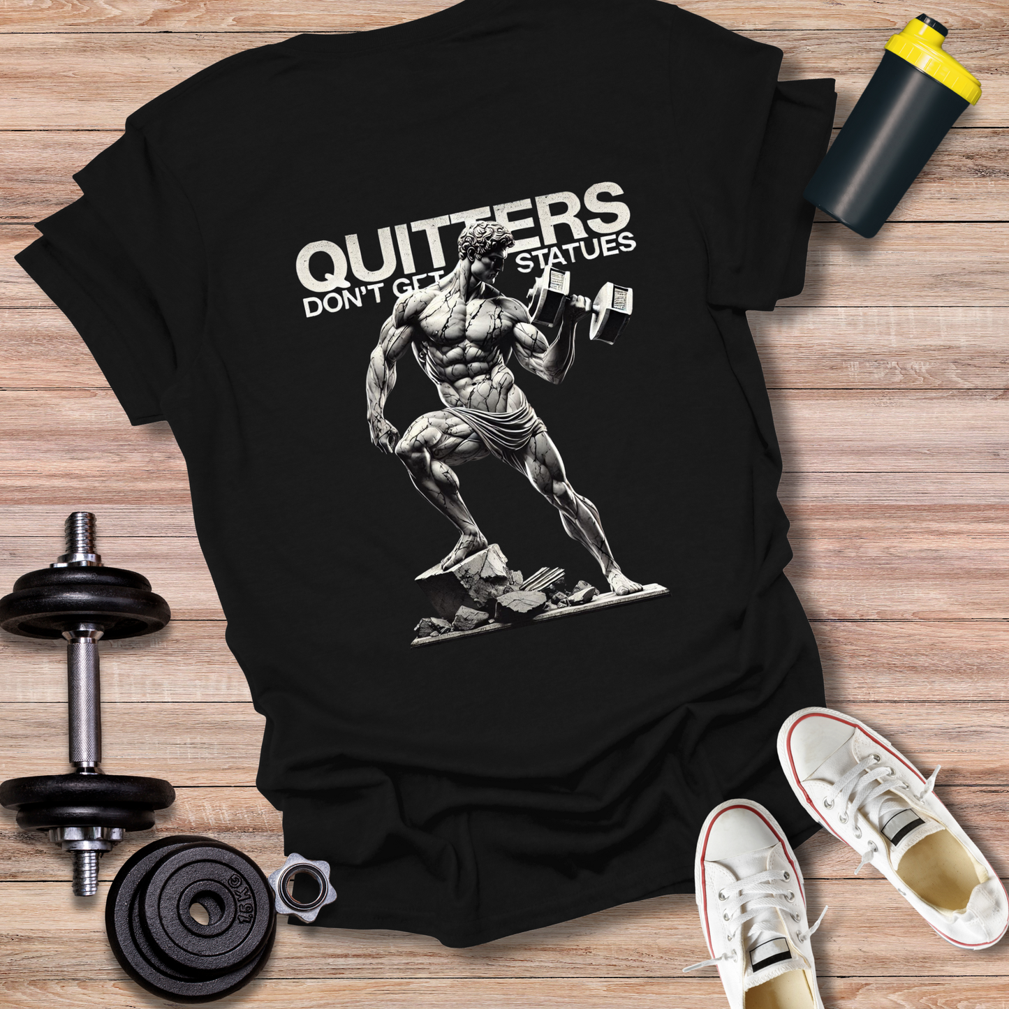 StoicLift Unisex Softstyle T-Shirt – "Quitters don't get statues."