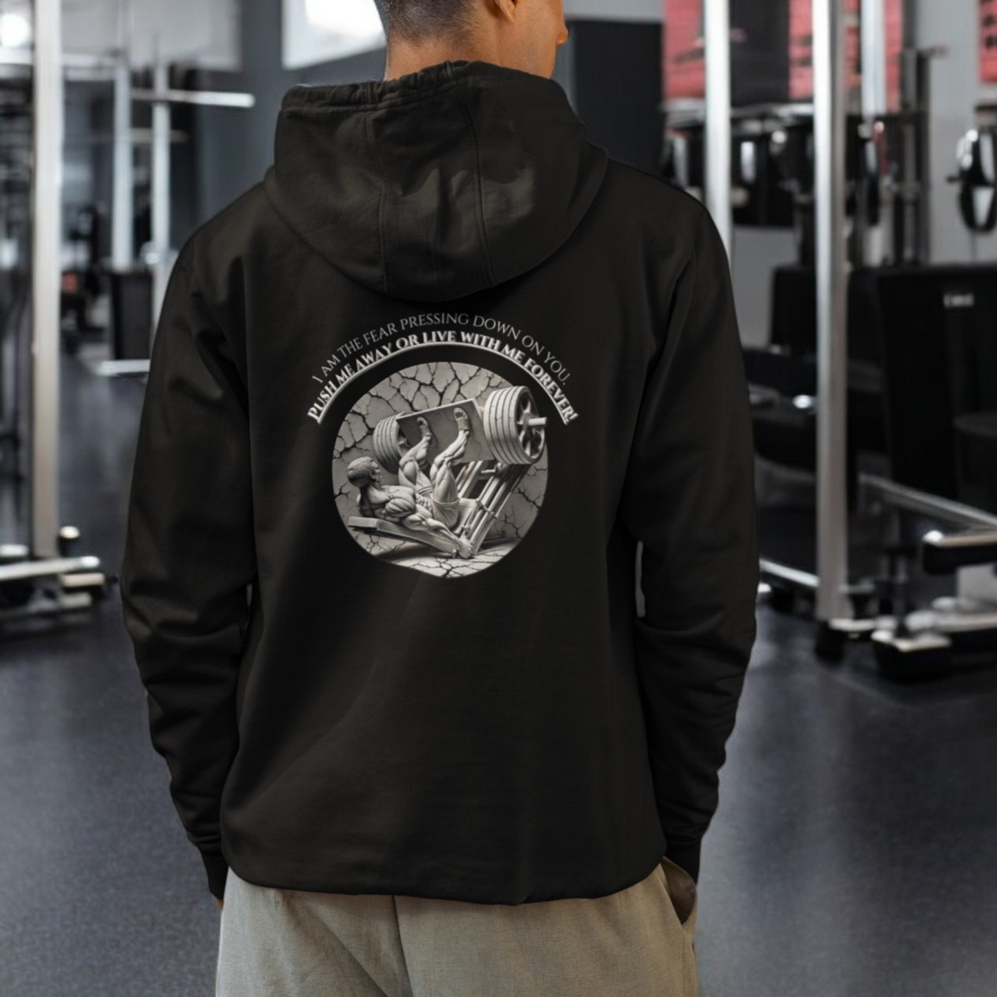 StoicLift Heavy Blend Hoodie - "I am the fear pressing down on you. Push me away or live with me forever!"