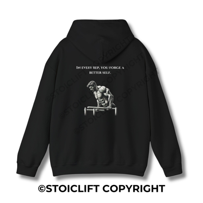 StoicLift Heavy Blend Hoodie - "In Every Rep, You Forge a Better Self"