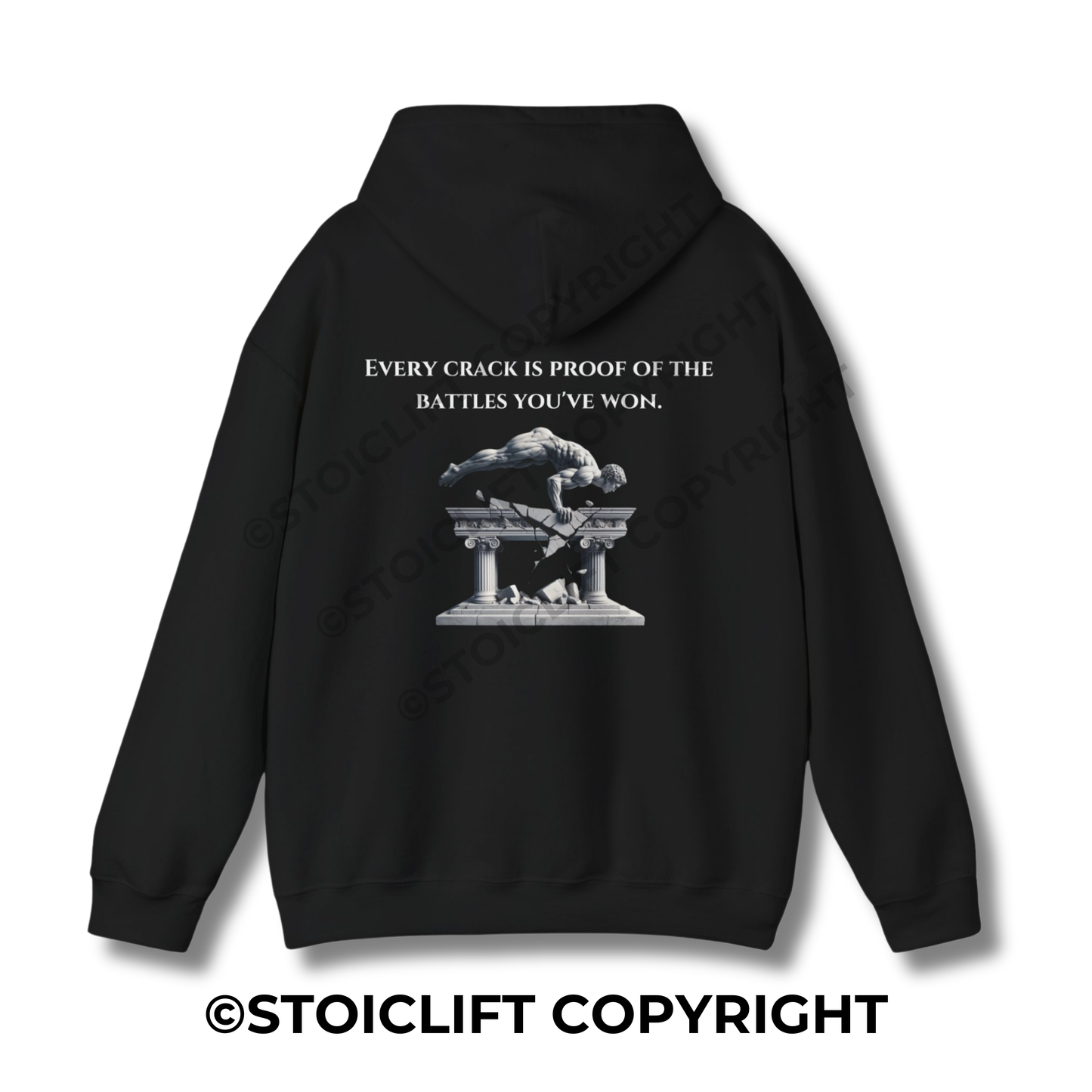 StoicLift Heavy Blend Hoodie - "Every crack is proof of the battles you've won"